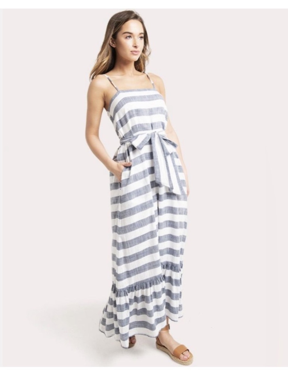 Roller Rabbit Women's Bola Stripe Aaron Maxi Dress Sleeveless Cotton W/O Belt